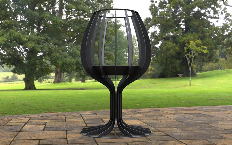 Feuerschale Feuersäule Schwedenfeuer Wein