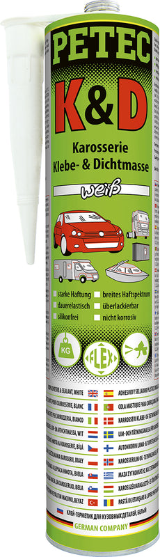 PETEC K&D Karosserie Klebe-&Dichtmasse weiß - 310 ml